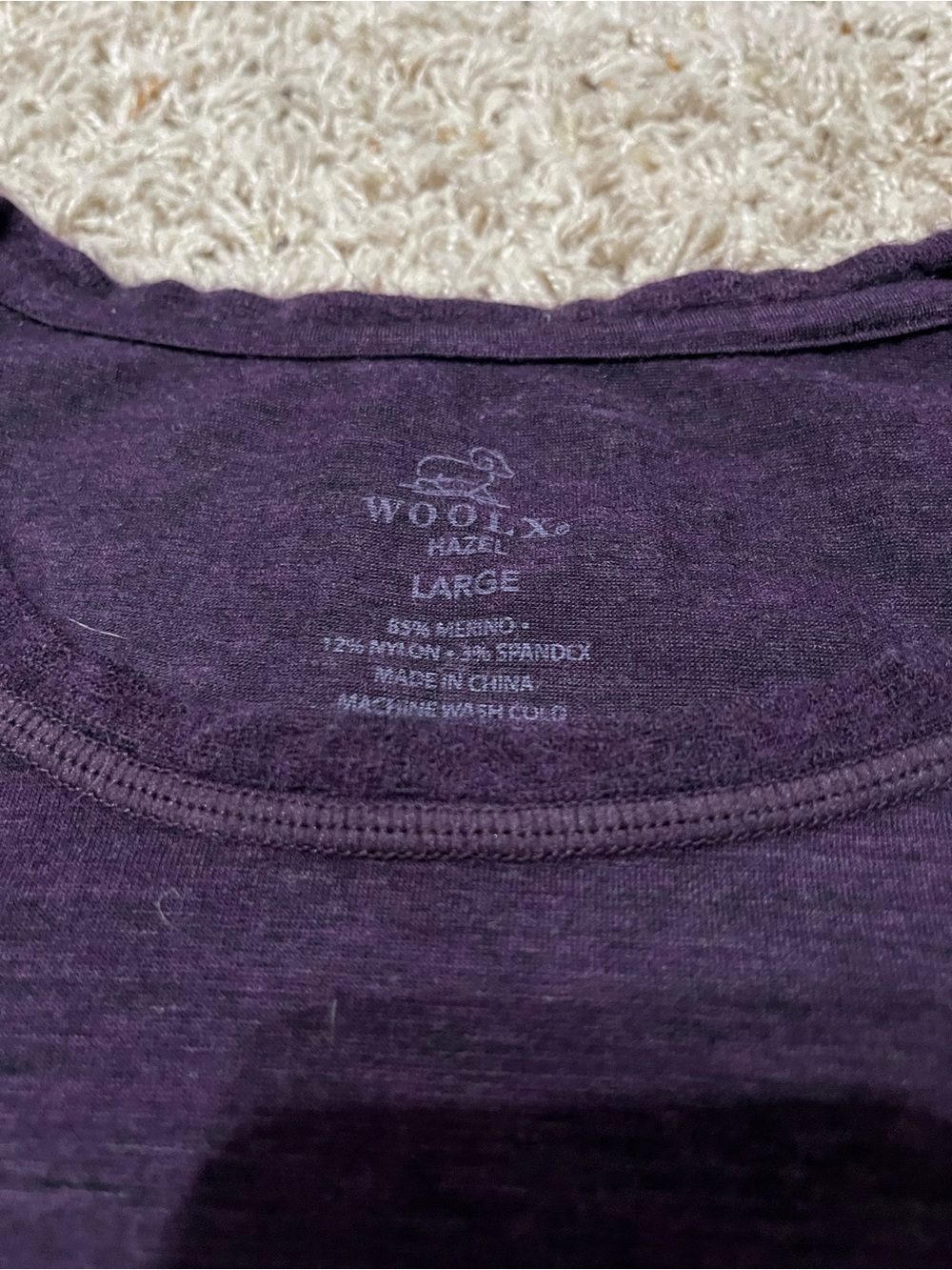 Woolx Hazel Merino Wool Blend Tunic Top Outdoor Purple Curved Hem Size Large - Picture 2 of 8